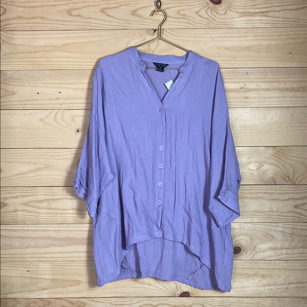 NWT Citron Purple Casual Button Down Shirt Relaxed‎ Fit 4x